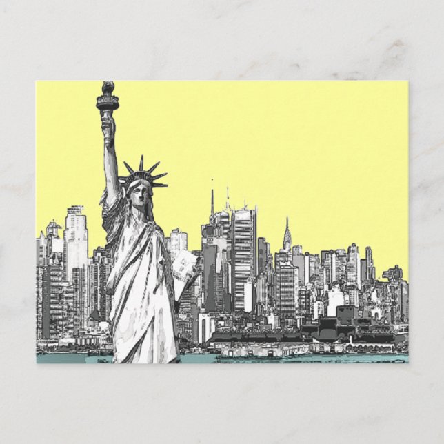 Carte postale de style croquis de la statue de la  (Devant)
