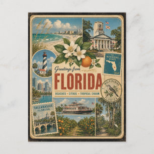 Carte postale de style vintage authentique de Flor