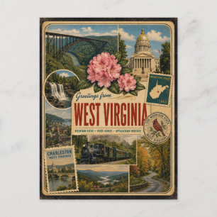 Carte postale de style vintage authentique de Virg