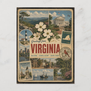 Carte postale de style vintage authentique de Virg
