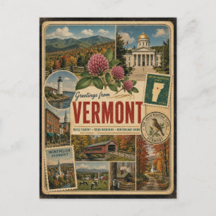 Carte postale de style vintage authentique du Verm