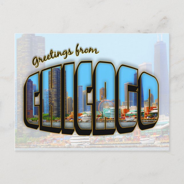 Carte postale de style vintage Chicago Cityscape (Devant)