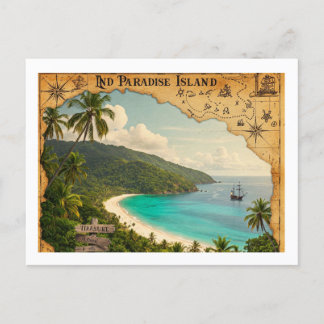 Carte postale de style vintage d'un paradis caché