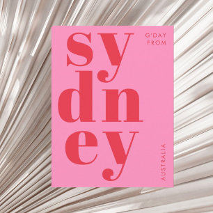 Carte postale de Sydney Australie typographie roug