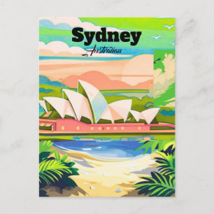 Carte postale de Sydney, carte de ville dessinée à