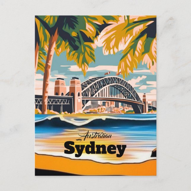 Carte postale de Sydney, carte de ville dessinée à (Devant)