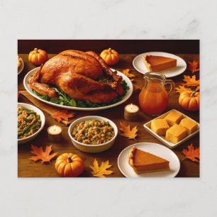 Carte postale de table de fête de Thanksgiving