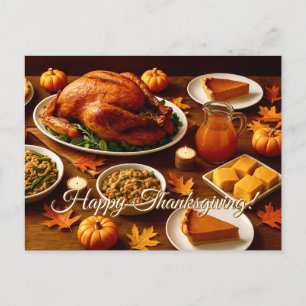 Carte postale de table de fête de Thanksgiving