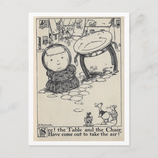 Carte postale de table et de chaise d'illustration (Devant)