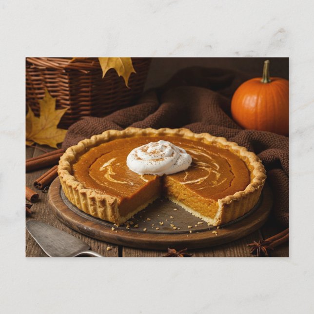 Carte postale de tarte à la citrouille d'automne (Devant)