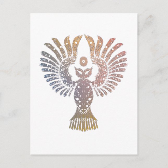 Carte postale de tatouage de nuit colorée (Devant)