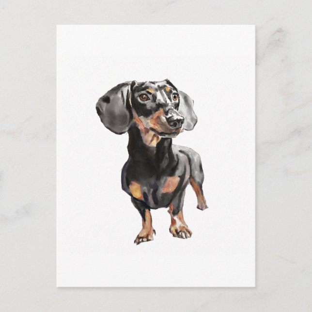 Carte postale de teckel - chien saucisse, aquarell (Devant)