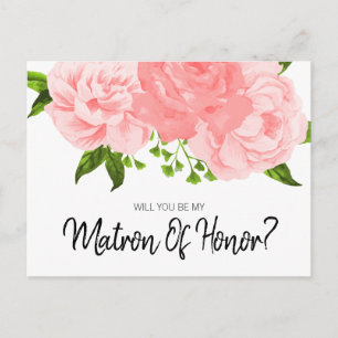 Carte postale de témoin de mariage à motif floral 