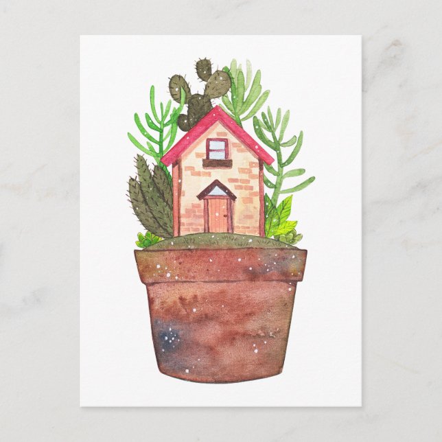 Carte postale de terrarium de plante d'intérieur f (Devant)