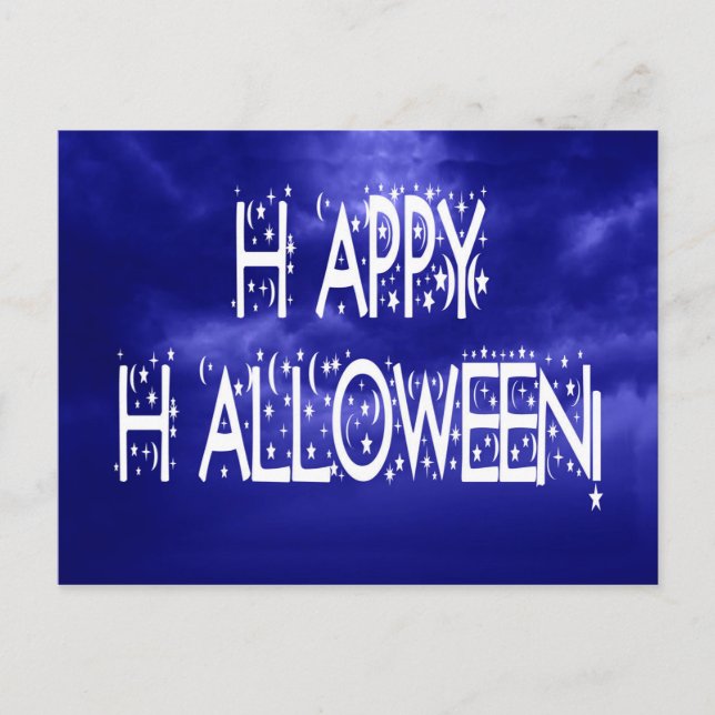 Carte postale de texte Halloween bleu nuit (Devant)