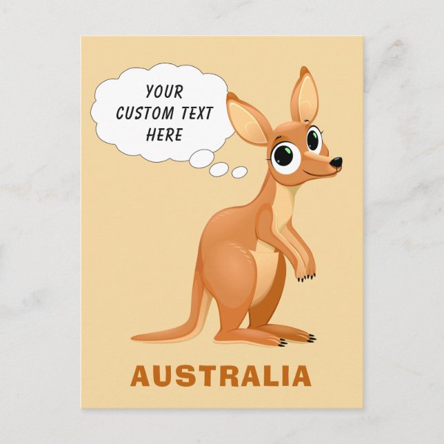 Carte postale de texte personnalisé Kangaroo (Devant)