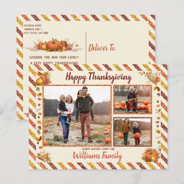 Carte postale de Thanksgiving Airmail Glitter Pump (Devant / Derrière)