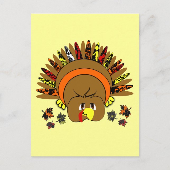 Carte postale de Thanksgiving Turquie mignonne (Devant)