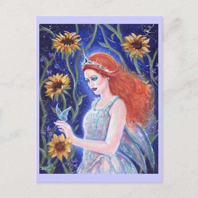 Carte postale de tournesol de fée par Renee L.Lavo (Devant)