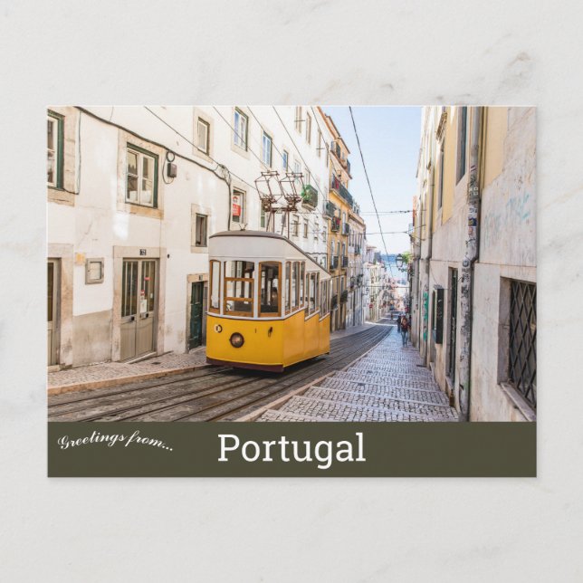 Carte postale de tramway à Lisbonne Portugal (Devant)