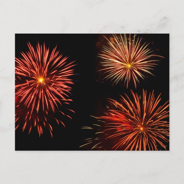 Carte postale de trio de feux d'artifice sur fond  (Devant)