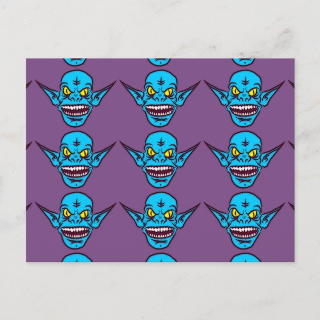 carte postale de troll démon zombie bleu (Devant)