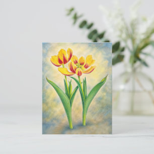 Carte postale de tulipes jaunes et rouges