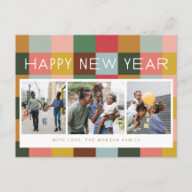 Carte postale de vacances à motifs à carreaux colo