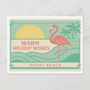 Carte postale de vacances Art Déco tropical flaman