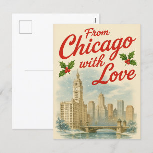 Carte postale de vacances avec amour de Chicago