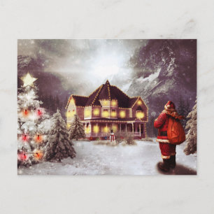 Carte postale de vacances de cabane de Noël de cam