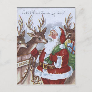 Carte postale de vacances de Noël de Père Noël vin