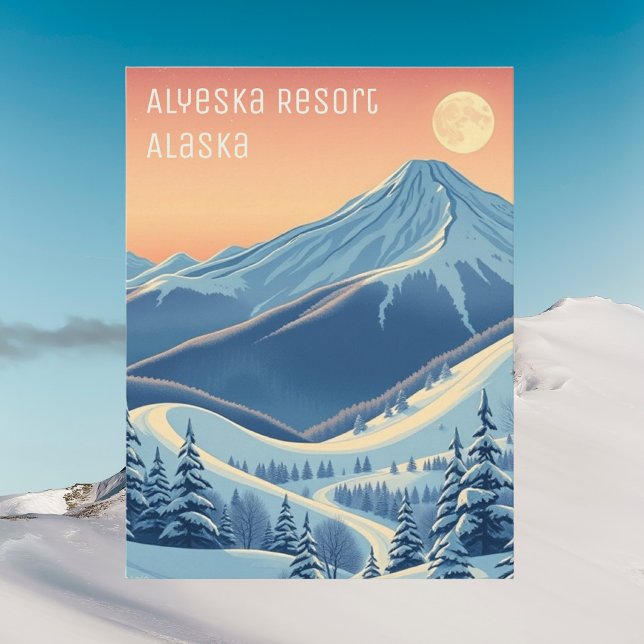 Carte postale de vacances de ski à Alyeska Resort  (Créateur téléchargé)