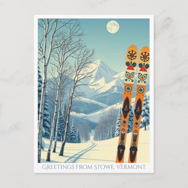 Carte postale de vacances de ski à Stowe Mountain  (Devant)