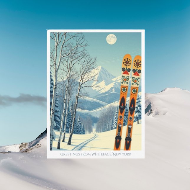 Carte postale de vacances de ski à Whiteface New Y (Créateur téléchargé)