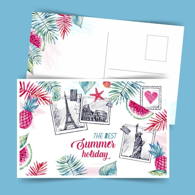 Carte postale de vacances d'été à l'aquarelle (Créateur téléchargé)