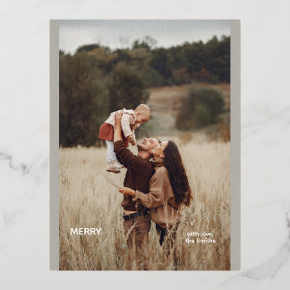 Carte Postale De Vacances En Aluminium 1 Photo manuscrite minimaliste moderne en argent r