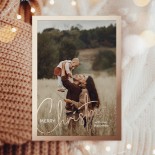 Carte Postale De Vacances En Aluminium 1 photo Script manuscrit Joyeux Noël