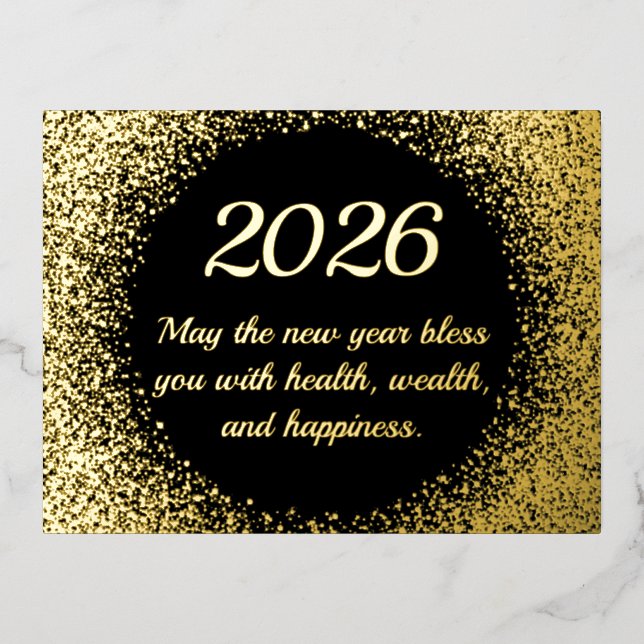 Carte Postale De Vacances En Aluminium 2026 nouvelle année parties scintillant chic Foil  (Recto)