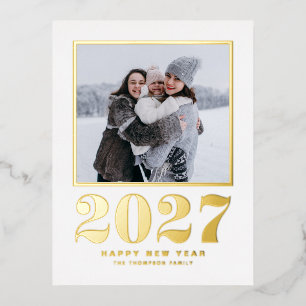 Carte Postale De Vacances En Aluminium 2027 Typographie Rétro Gras Bonne Année Photo