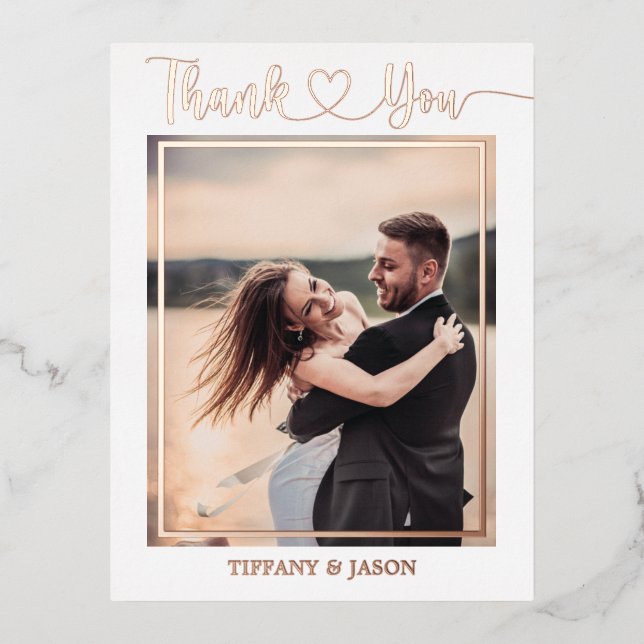 Carte Postale De Vacances En Aluminium 2 Photo Simple Elégant Mariage Main Lettré Coeur (Recto)