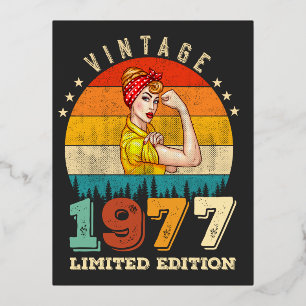 Carte Postale De Vacances En Aluminium 46 ans 1977 Femmes Vintages 46e anniversaire Cadea
