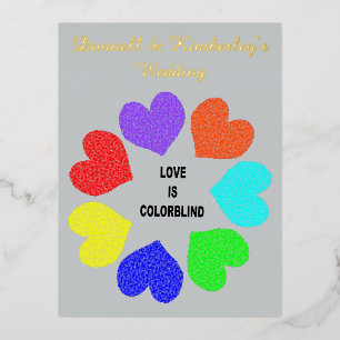 Carte Postale De Vacances En Aluminium Amour interracial Coeurs arc-en-ciel Mariage perso