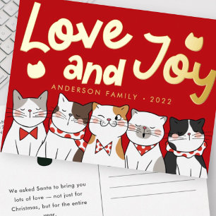 Carte Postale De Vacances En Aluminium Amour & Joie Moderne Funny Cute Cats Caroling