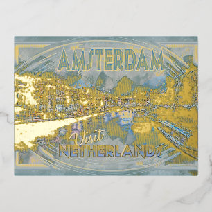 Carte Postale De Vacances En Aluminium Amsterdam, de la série Visite...