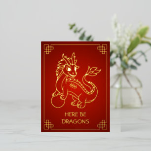 Carte Postale De Vacances En Aluminium Année du dragon 2024 Zodiac chinois