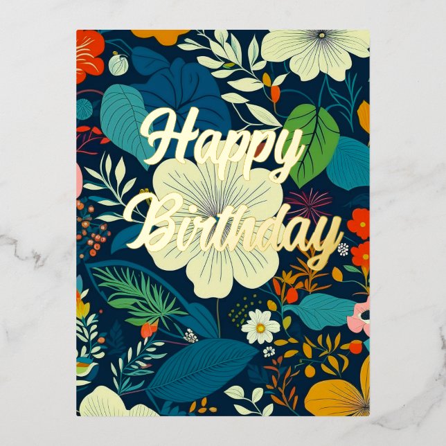 Carte Postale De Vacances En Aluminium Anniversaire Floral (Recto)