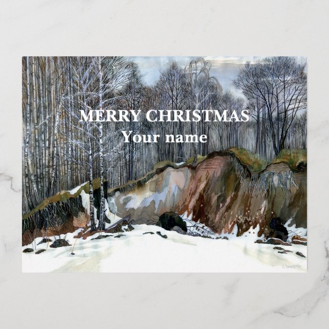 Carte Postale De Vacances En Aluminium Aquarelle de ravin neigeux (Recto)