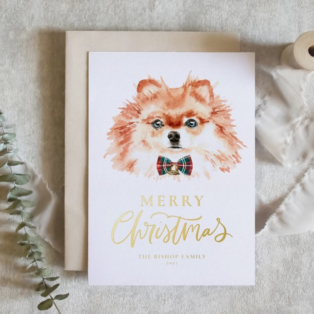 Carte Postale De Vacances En Aluminium Aquarelle festive Chien roumain Joyeux Noël (Créateur téléchargé)