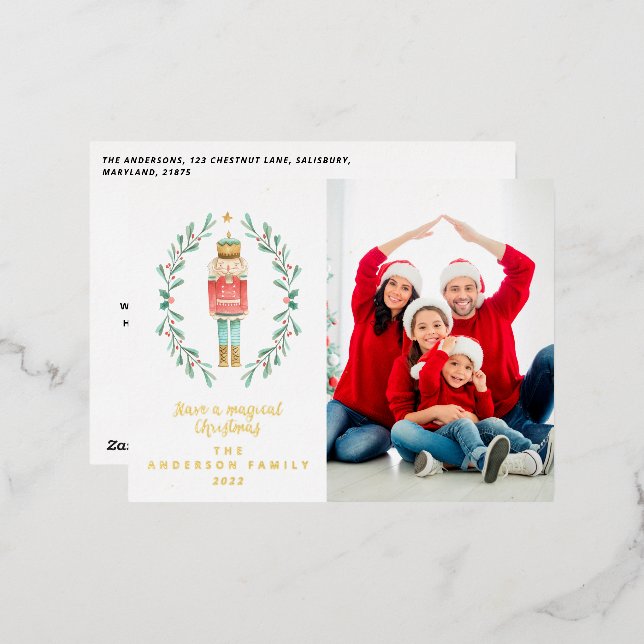 Carte Postale De Vacances En Aluminium aquarelle noix une photo (Recto/Verso)